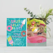 Splish Splash Party L Pool Verjaardag L Desserts Kaart (Staand voorkant)