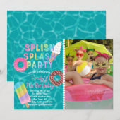 Splish Splash Party L Pool Verjaardag L Desserts Kaart (Voorkant / Achterkant)