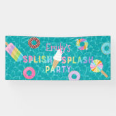 Splish Splash Party L Pool Verjaardag L Desserts Spandoek (Horizontaal)