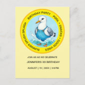 Splish Splash plezier Zeemeeuw zomer Pool Party Briefkaart (Voorkant)