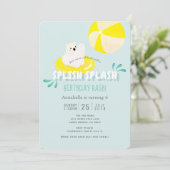 Splish Splash Polar Beer Blue Birthday Invitation Kaart (Staand voorkant)