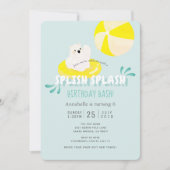 Splish Splash Polar Beer Blue Birthday Invitation Kaart (Voorkant)