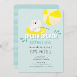 Splish Splash Polar Beer Blue Birthday Invitation Kaart