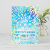 Splish Splash Pool Birthday Party Tie Dye Glow Kaart (Staand voorkant)