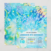 Splish Splash Pool Birthday Party Tie Dye Glow Kaart (Voorkant / Achterkant)