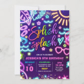 Splish Splash Pool Birthday Party Tie Dye Glow Kaart (Voorkant)
