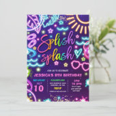 Splish Splash Pool Birthday Party Tie Dye Glow Kaart (Staand voorkant)