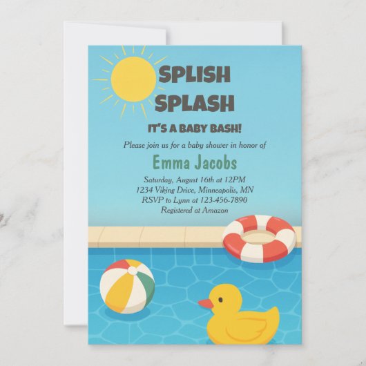 Splish Splash Pool Party Baby shower Uitnodiging (Voorkant)