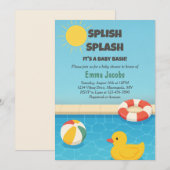 Splish Splash Pool Party Baby shower Uitnodiging (Voorkant / Achterkant)