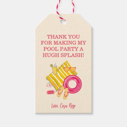 Splish Splash Pool Party Bash Birthday Cadeaulabel (Voorkant)