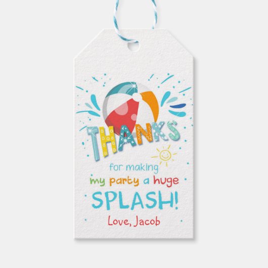 Splish Splash Pool Party Bash Dank u Cadeaulabel (Voorkant)