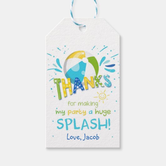Splish Splash Pool Party Bash Dank u Cadeaulabel (Voorkant)