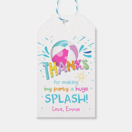 Splish Splash Pool Party Bash Dank u Cadeaulabel (Voorkant)