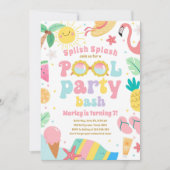 Splish Splash Pool Party Bash Meisje Roze Verjaard Kaart (Voorkant)