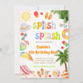 Splish Splash Pool Party Bash Verjaardag Kaart (Voorkant)