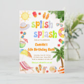 Splish Splash Pool Party Bash Verjaardag Kaart (Staand voorkant)