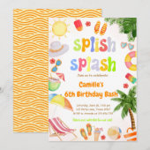 Splish Splash Pool Party Bash Verjaardag Kaart (Voorkant / Achterkant)