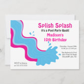 Splish Splash Pool Party Birthday Invitation Kaart (Voorkant)