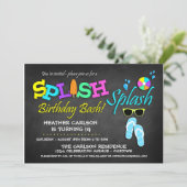 Splish Splash Pool Party Birthday Invitations Kaart (Staand voorkant)