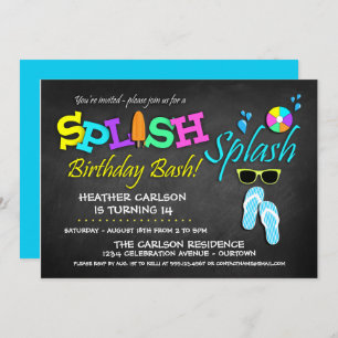 Splish Splash Pool Party Birthday Invitations Kaart