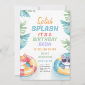 Splish Splash Pool Party Birthday Kaart (Voorkant)