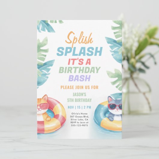 Splish Splash Pool Party Birthday Kaart (Staand voorkant)