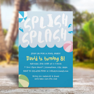 Splish Splash Pool Party Birthday Kaart