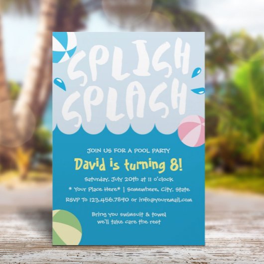 Splish Splash Pool Party Birthday Kaart