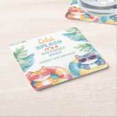 Splish Splash Pool Party Birthday Kartonnen Onderzetters (Schuin)