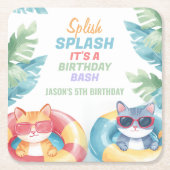 Splish Splash Pool Party Birthday Kartonnen Onderzetters (Voorkant)