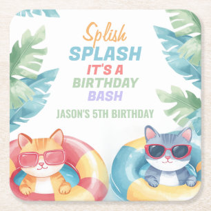 Splish Splash Pool Party Birthday Kartonnen Onderzetters