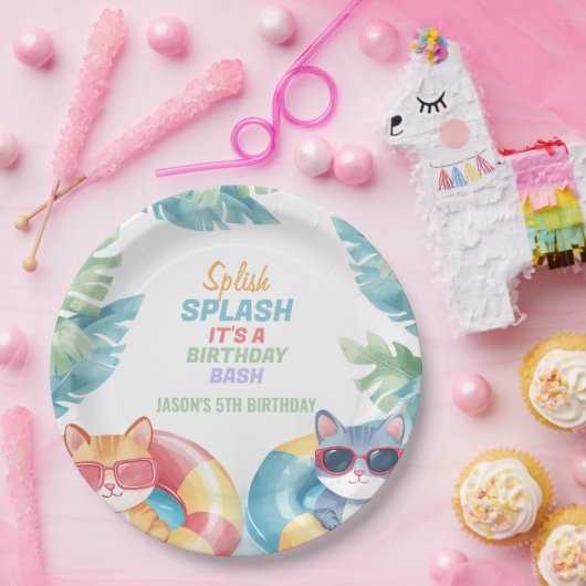 Splish Splash Pool Party Birthday Papieren Bordje (Feest)