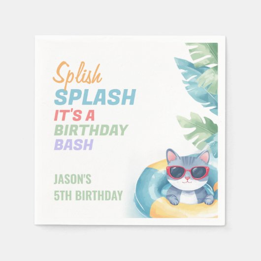 Splish Splash Pool Party Birthday Servet (Voorkant)