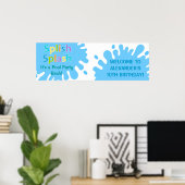 Splish Splash Pool Party Boy Birthday Banner Poster (Thuiskantoor)