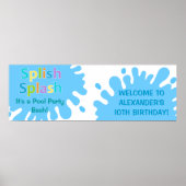 Splish Splash Pool Party Boy Birthday Banner Poster (Voorkant)