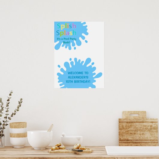 Splish Splash Pool Party Boy Birthday Poster (Keuken)