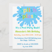 Splish Splash Pool Party Boy Birthday Uitnodiging (Voorkant)