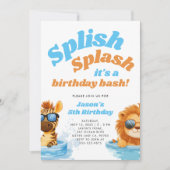 Splish Splash Pool Party Boy Verjaardag Kaart (Voorkant)