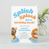 Splish Splash Pool Party Boy Verjaardag Kaart (Staand voorkant)