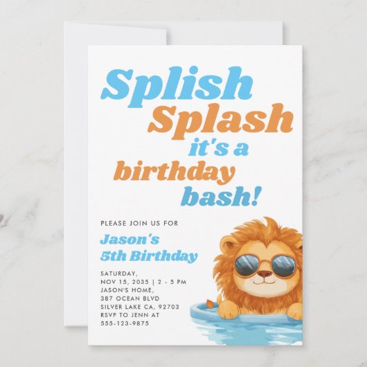 Splish Splash Pool Party Boy Verjaardag Kaart (Voorkant)