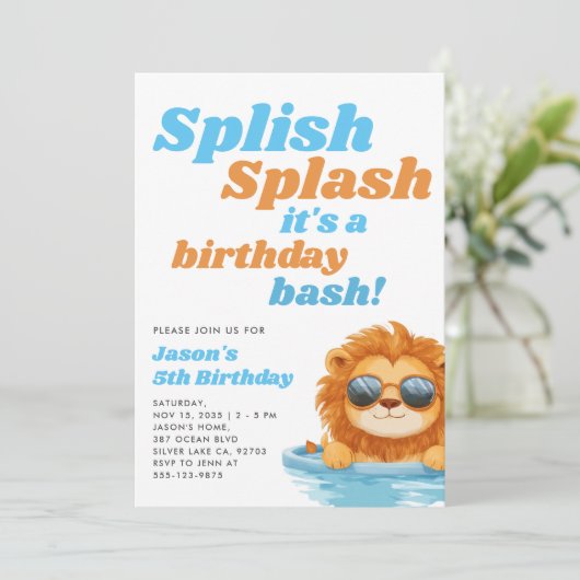 Splish Splash Pool Party Boy Verjaardag Kaart (Staand voorkant)
