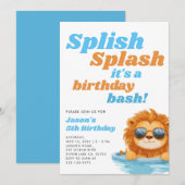 Splish Splash Pool Party Boy Verjaardag Kaart (Voorkant / Achterkant)
