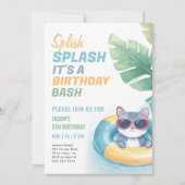 Splish Splash Pool Party Boy Verjaardag Kaart (Voorkant)