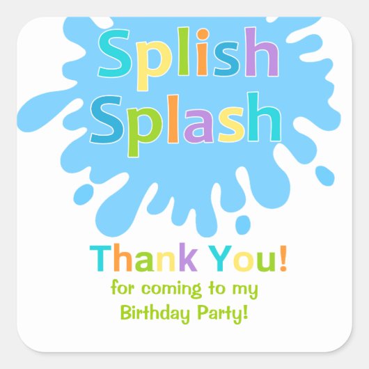 Splish Splash Pool Party Boy Verjaardags Sticker (Voorkant)