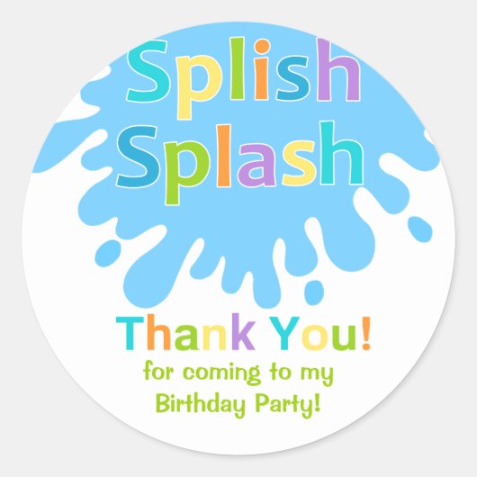 Splish Splash Pool Party Boy Verjaardags Sticker (Voorkant)