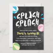 Splish Splash Pool Party Chalkboard Birthday Kaart (Voorkant)