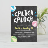 Splish Splash Pool Party Chalkboard Birthday Kaart (Staand voorkant)
