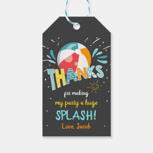 Splish Splash Pool Party Dank je Bedankt voor Cadeaulabel (Voorkant)