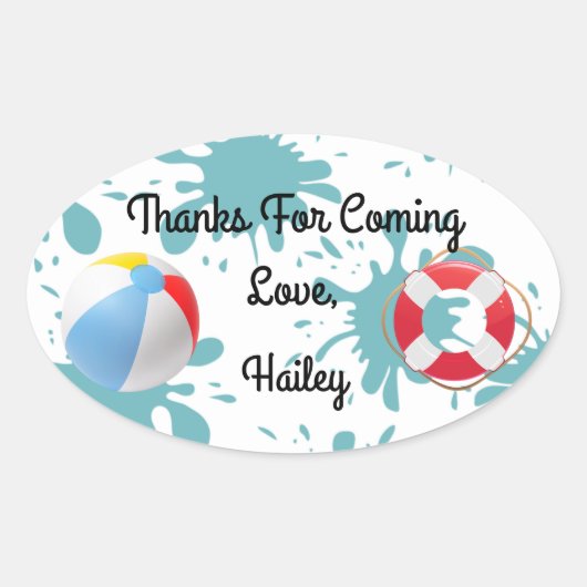 Splish Splash Pool Party Dank u Sticker (Voorkant)