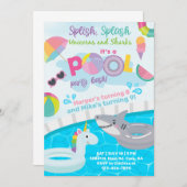 Splish splash pool party estivals op uitnodiging v (Voorkant / Achterkant)